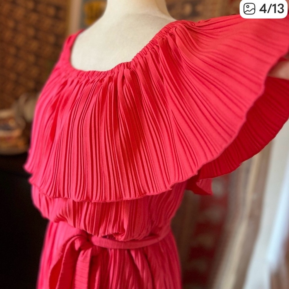 NWT Lane Bryant Convertible Off-Shoulder Pleated Maxi Dress Pink Spring 18/20 - Picture 3 of 6